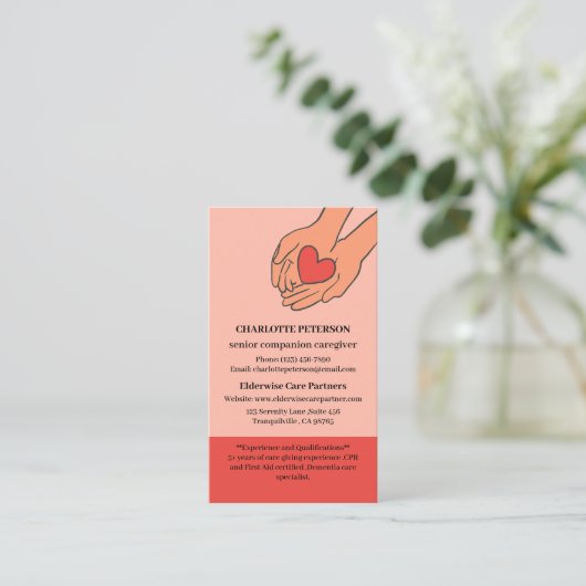 Senior Companion oder Senior Caregier Visitenkarte (Stehend Vorderseite)