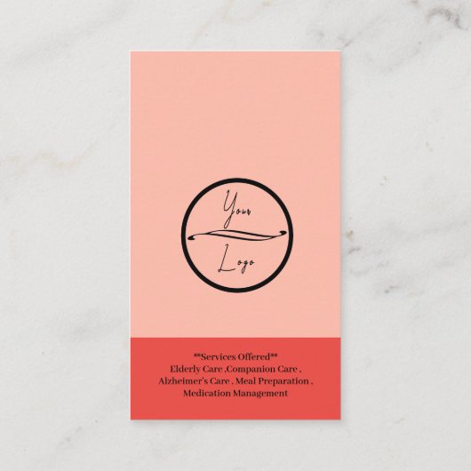 Senior Companion oder Senior Caregier Visitenkarte (Rückseite)