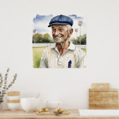 Senior Cricketer - Archiv Cricket Print Poster (Küche)