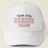 Senior Custom Year Script Graduate College Red Truckerkappe (Vorderseite)