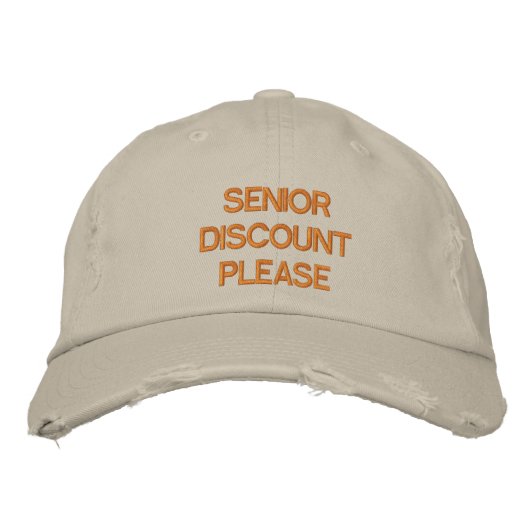 SENIOR DISCOUNT BITTE - Anpassbare Cap Bestickte Kappe (Vorderseite)
