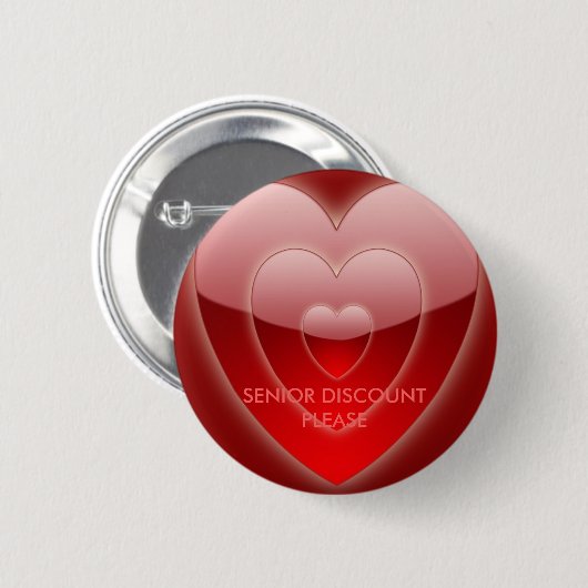 SENIOR DISCOUNT BITTE - RED HEART BUTTON (Vorne & Hinten)