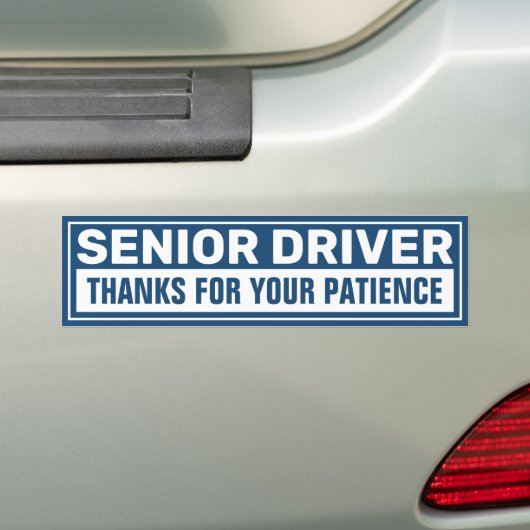 Senior Driver Danke für Ihre Geduld White Blue Autoaufkleber (Auf Auto)