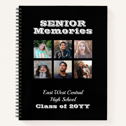 Senior Erinnerungen Class Foto Collage Notebook Notizblock (Vorderseite)