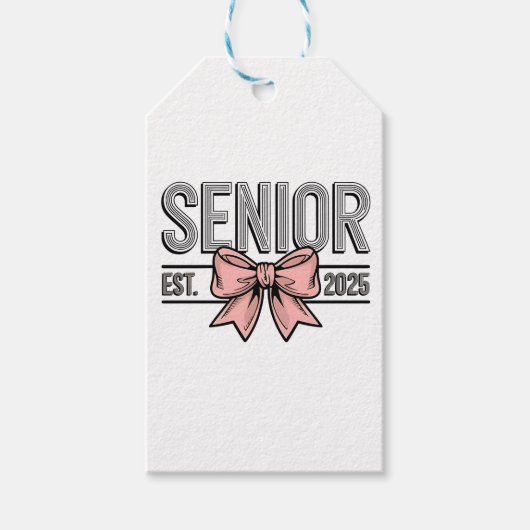 Senior Est 2025 Bow Coquette Abschluss Geschenkanhänger (Vorderseite)