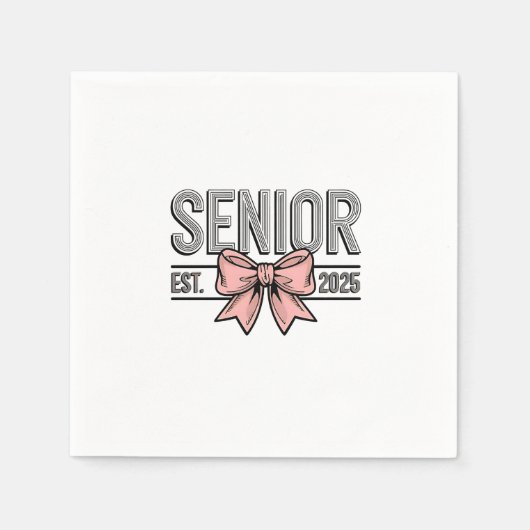 Senior Est 2025 Bow Coquette Abschluss Serviette (Vorderseite)