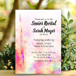 Senior Flute Erwägung Farbige Aquarellbilder Einladung