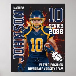 Senior Football Photo Fire Background Sports Poster