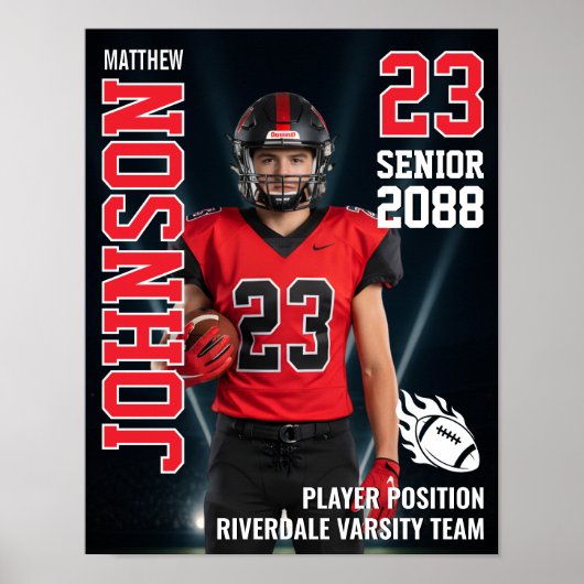 Senior Football Photo Light Background Sports Poster (Vorne)