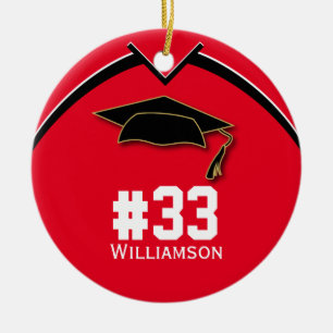 Senior Football-Team # Red Keramik Ornament