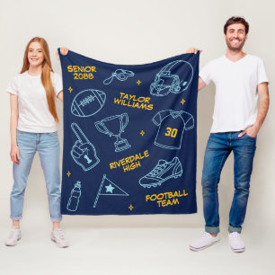 Senior-Fußball-Doodle-Zeichnung in benutzerdefinie Fleecedecke