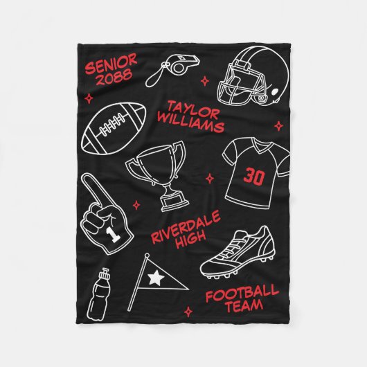 Senior-Fußballteam-Doodle-Muster in benutzerdefini Fleecedecke (Vorderseite)