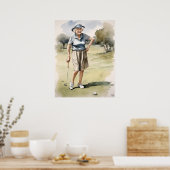 Senior Golfer - Golf Art Print Poster (Küche)