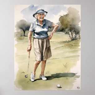 Senior Golfer - Golf Art Print Poster