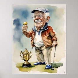 Senior Golfer - Golf Art Print Poster