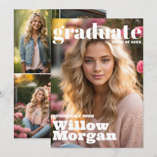 Senior Grad 3 Foto Abschluss Einladung