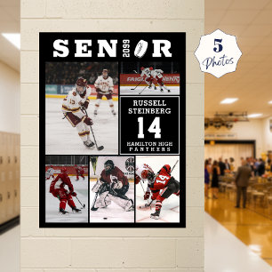 Senior-Hockeyspieler Name Nummer 5 Fotocollage Poster