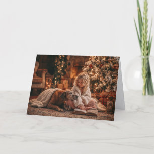 Senior Hund und Kind Cozy herzliches Weihnachten 