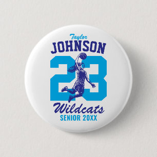 Senior-Mädchen-Basketballteam-Schulsportlerin Button