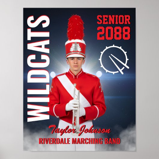 Senior Marching Band Member Custom Photo Sports Poster (Vorne)