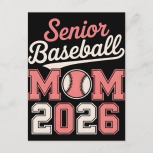 Senior Mom 2026 Baseball Stolz Familie Sportshirt Feiertagspostkarte