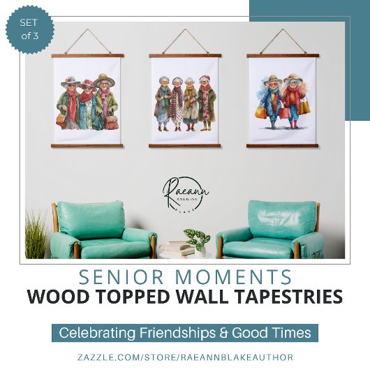 Senior Moments Wood Topped Wall Tapestes Wandteppich Mit Holzrahmen