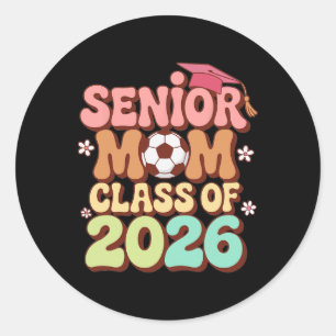 Senior-Mutter Cl von 2026 Fußball Groovy 70er Retr Runder Aufkleber