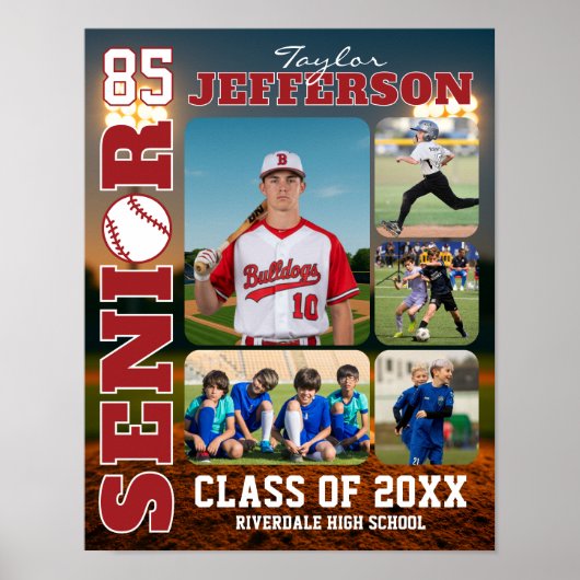 Senior Night Baseball Team Sports Photo Collage Poster (Vorne)