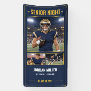 Senior Night Fußballspieler-Foto-Collage Banner