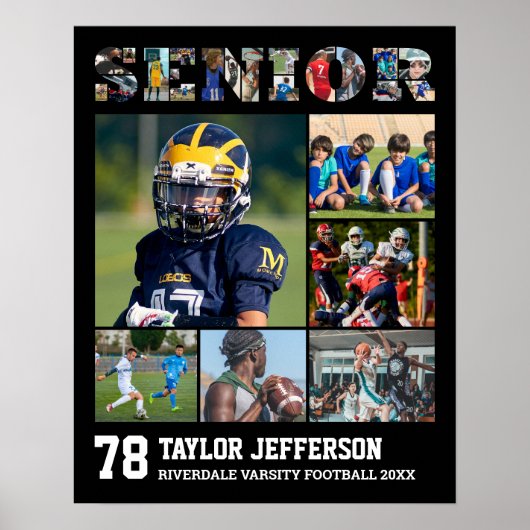 Senior Night Sports Team Player Foto Collage Poster (Vorne)