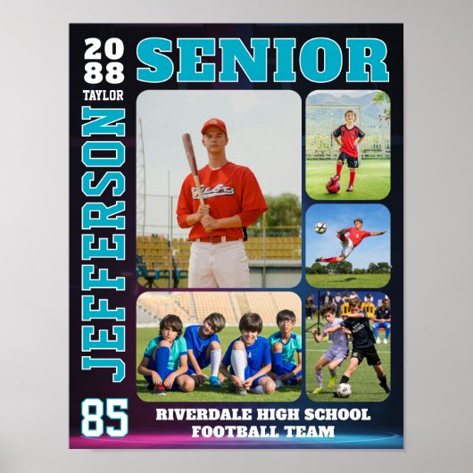 Senior Night Sports Team Player Photo Collage Poster (Vorne)