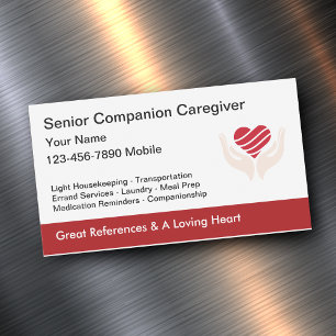 Senior-Pflegekraft Herz- und Handschrift-Design Magnetische Visitenkarte