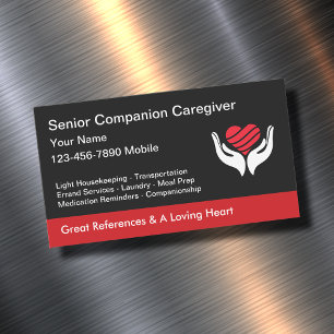 Senior-Pflegekraft Herz- und Handschrift-Design Magnetische Visitenkarte