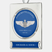 Senior Pilot Wings Custom Text Banner-Ornament Silber (Links)