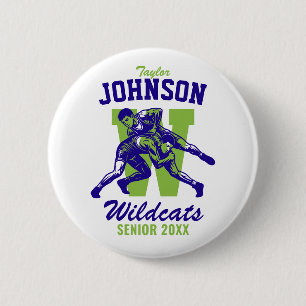 Senior-Ringer-Mannschaft High School Sport Wrestle Button
