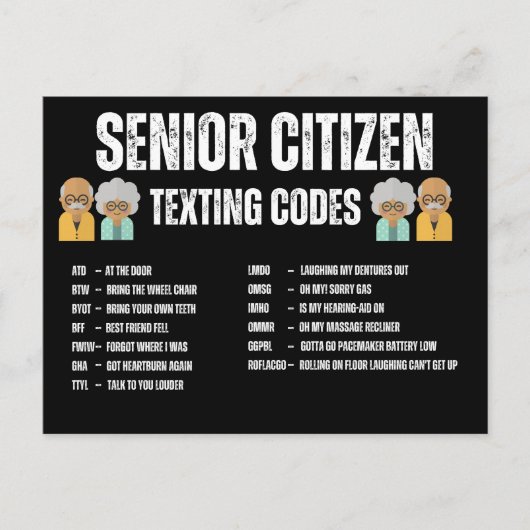 Senior Sims Code Card Postkarte (Vorderseite)