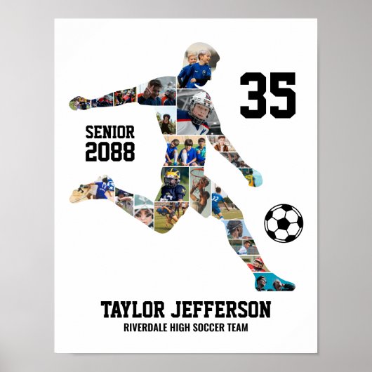 Senior Soccer Team Sports Custom Photo Collage Poster (Vorne)