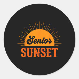 Senior Sonnenuntergang Retro-Abschluss Cl 2026 Gra Runder Aufkleber
