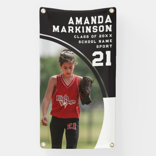 Senior Sport Black and White Outdoor Banner (Vertikal)