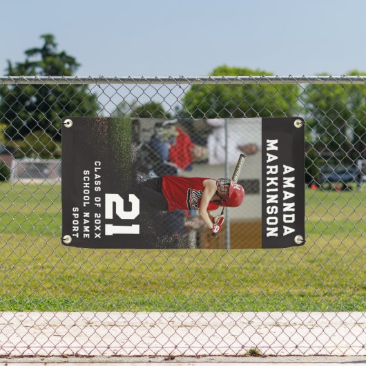 Senior Sport Black Grunge Outdoor Banner (Insitu)