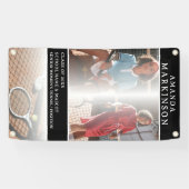 Senior Sport Tennis Player Black Outdoor Banner (Horizontal)