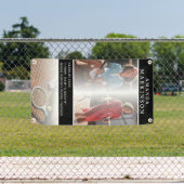 Senior Sport Tennis Player Black Outdoor Banner (Insitu)