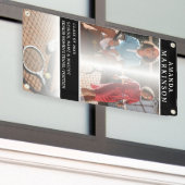 Senior Sport Tennis Player Black Outdoor Banner (Äußeres Gebäude)