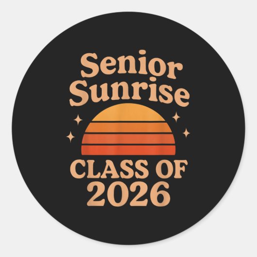 Senior Sunrise 2026 High School 12. Zwölfte Klasse Runder Aufkleber (Vorderseite)
