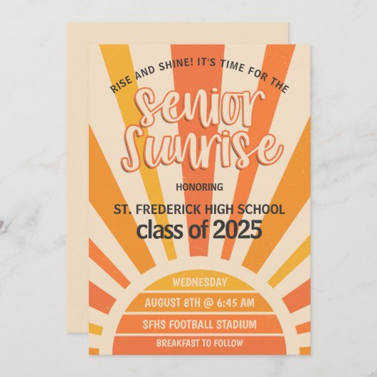 Senior Sunrise High School Senior Frühstück Einladung (Vorne/Hinten)