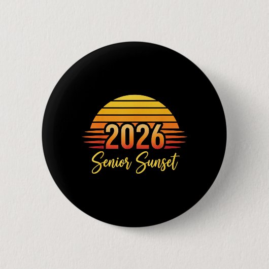 Senior Sunset Retro-Abschluss Cl 2026 Grafik Button (Vorderseite)