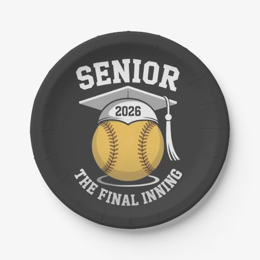 Senior the Final Inning 2026 Softball Abschluss Pappteller (Vorderseite)