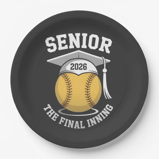 Senior the Final Inning 2026 Softball Abschluss Pappteller (Vorderseite)