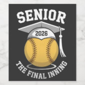 Senior the Final Inning 2026 Softball Abschluss Weinetikett (Einzelnes Label)