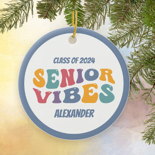Senior Vibes Class of 2024 Grad Weihnachten Keramik Ornament